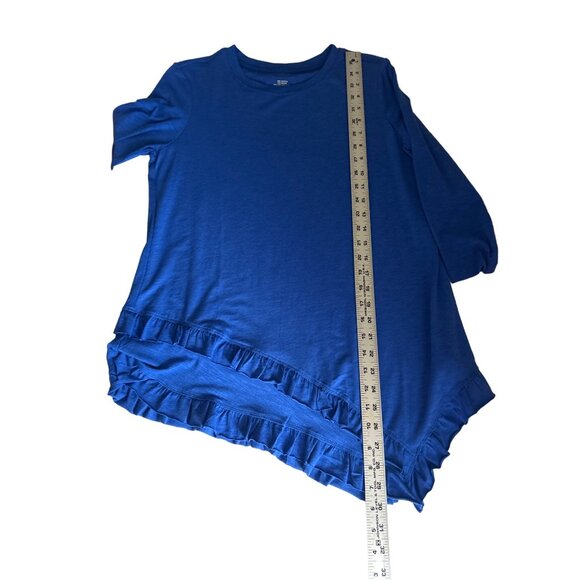 Westbound Womens Asymmetrical Ruffled Hem Top - Blue Size Small - Picture 6 of 6